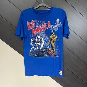 Nutmeg Men's Los Angeles Dodgers Graphic Tee Vintage Blue No Size 19x28 S/M